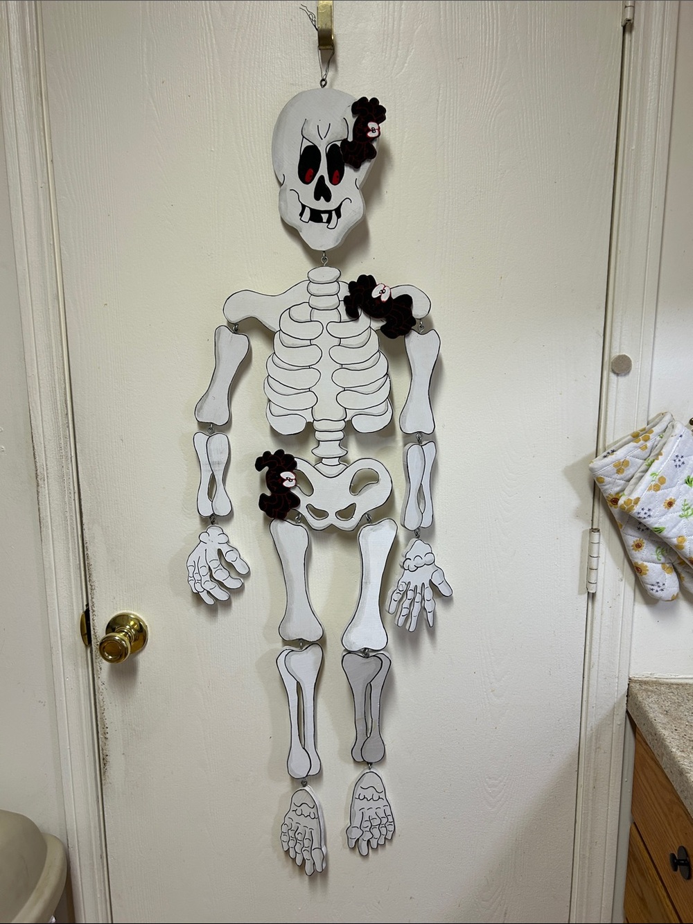 White Decorative Hanging Skeleton Wall Art - Halloween Decor